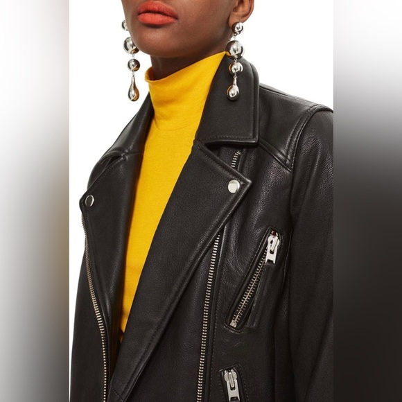 Topshop Dolly Leather Biker Jacket - Picture 3 of 14